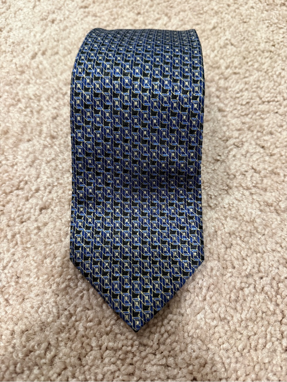 Jos. A. Bank Navy and Gold Geometric Tie